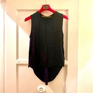 Enza Costa High Low Navy Silk Tee - Size 1